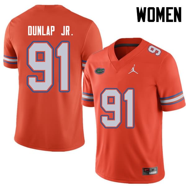 NCAA Florida Gators Marlon Dunlap Jr. Women's #91 Jordan Brand Orange Stitched Authentic College Football Jersey MJR2664WR